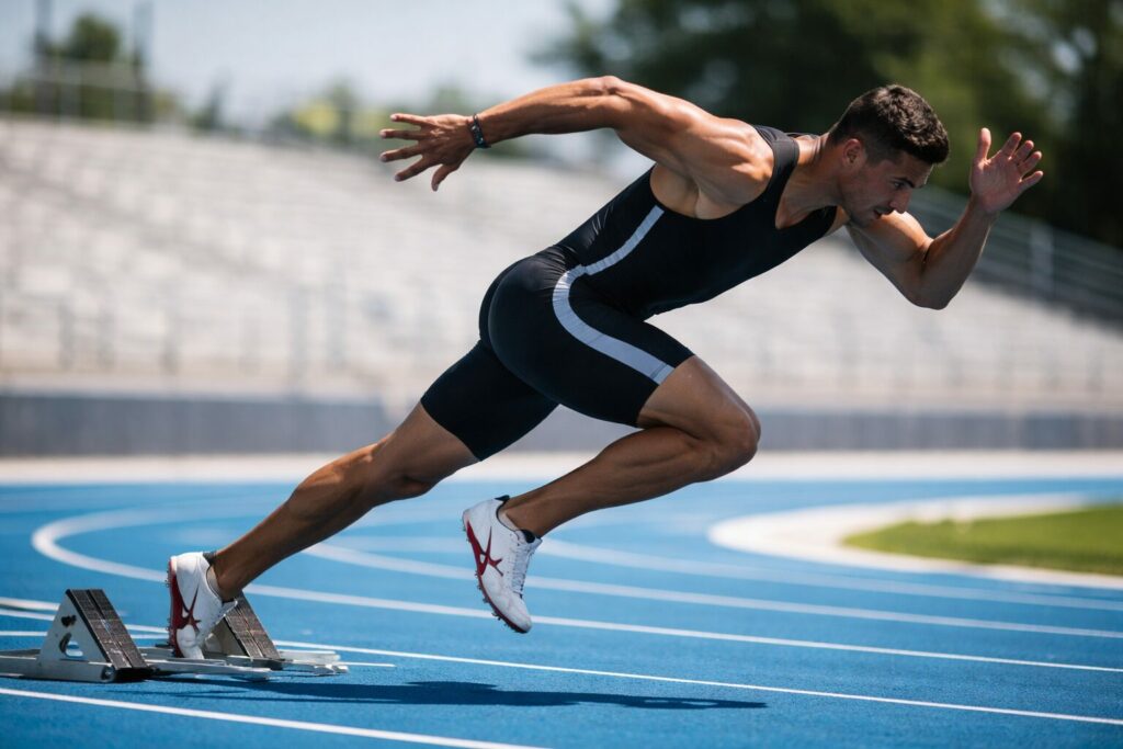 Sprinteur en plein effort sur la piste