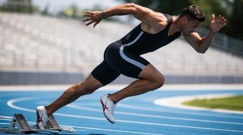 Sprinteur en plein effort sur la piste